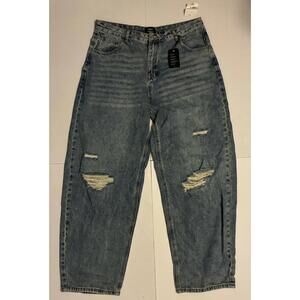 Forever 21 Horseshoe Fit Jeans Men’s 36 Distressed Denim Baggy NWT